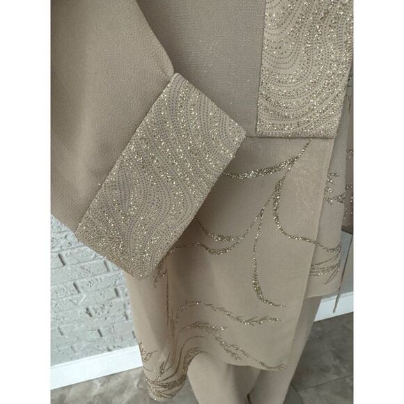 Dana Kay Women Beige Gold Mother of the Bride Formal 3 PCS Pant Suit Size 16W - Picture 8 of 15